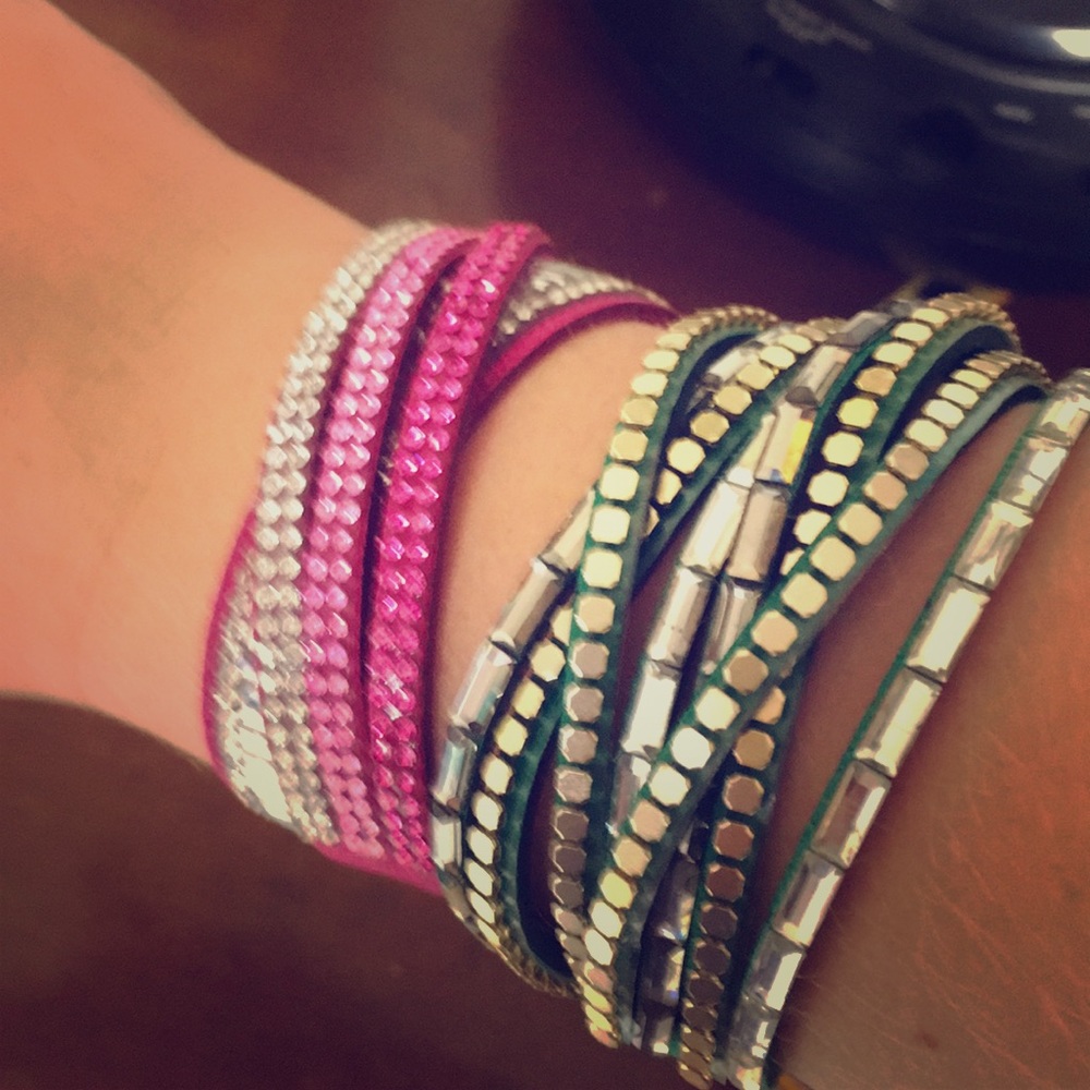 Green and pink braclets